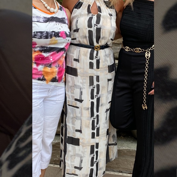 Alice and Olivia Silk halter dress with a side slit size small but stretchy - Picture 4 of 12